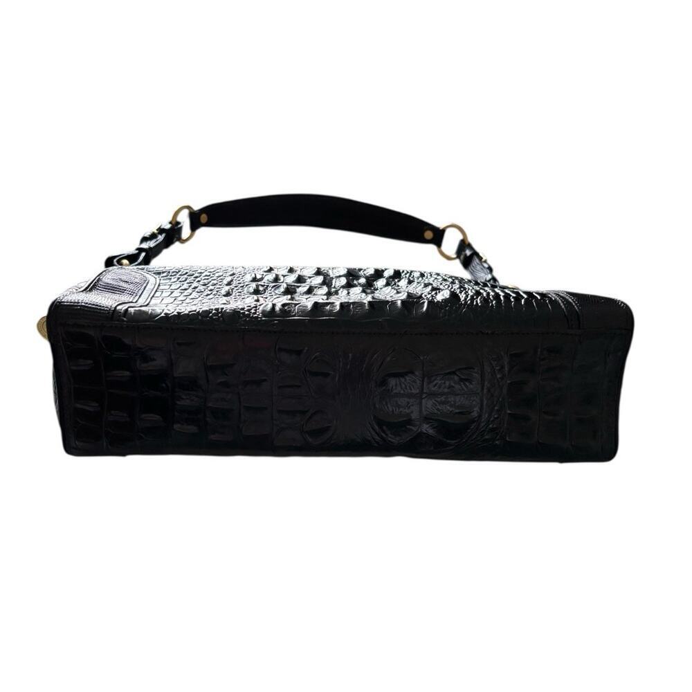 Brahmin Collection Esme Lizard Crocodile-Embossed Leather Shoulder Bag Black - Picture 4 of 15